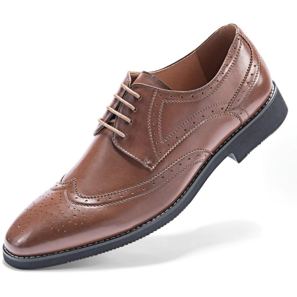Golaiman Mens Shoes 12 Brown Faux Leather Eclectic Grandpa Oxford Preppy Classic